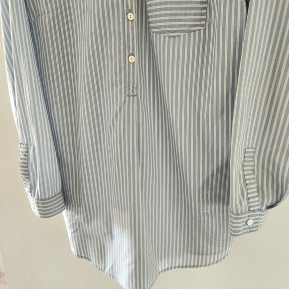 J. Jill Long Sleeve Tunic Top Womens Size Medium Tall Light Blue Striped - Picture 3 of 10